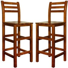 Rustic Wooden Bar Stools Set
