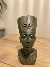 Vintage Bronze Effect Resin Bust Statue Figure Nefertiti Ornate Carved Head