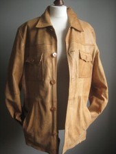 DISTRESSED LEATHER JACKET VINTAGE tan trucker large 40 42 mens real fight club