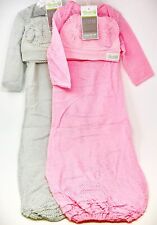Woombie Organic Cotton Ultra gown Med 14-19lbs w/Rosette hat pink/gray - 2 pk
