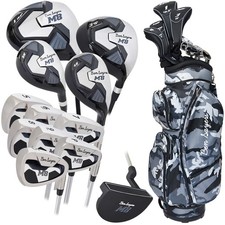 Ben Sayers M8 13 Piece Steel Package Set with 6 Way Top Cart Bag (+1") - Camo