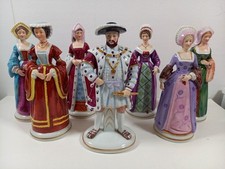Antique Henry VIII & His 6 Wives Ceramic Ornaments Tudor Royal Queens 20cm Tall