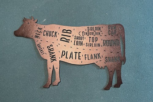 Black metal cow butcher - black,