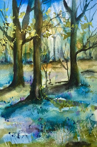 Bluebell woods watercolour - bluebell,