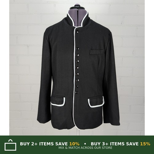 Black mandarin collar jacket - black,