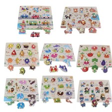Kids Wooden Peg Puzzles Play