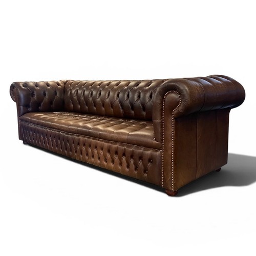 Brown leather chesterfield - brown,