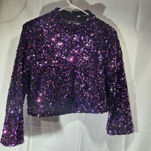 Zara purple sequin crop top - zara,