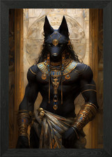 Egyptian Death God Anubis Framed Wall Art Poster Canvas Print Picture