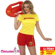 Ladies Baywatch Costume Beach Patrol Lifeguard Uniform Fancy Dress 80s Outfits