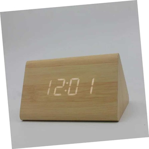 Wood digital alarm table clock - wood,