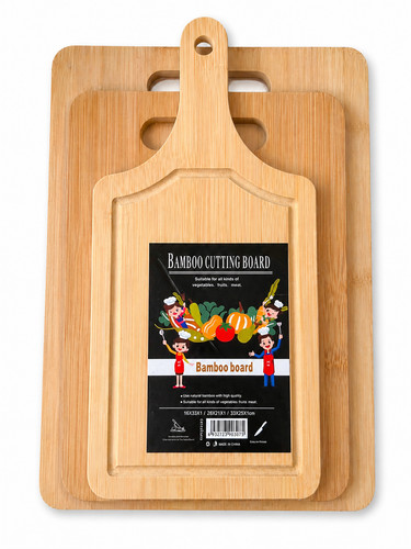 3pc bamboo cutting board set - 3pc,