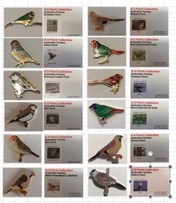 None RSPB 12 x Australian Finches badges full set of badges with backing cards 