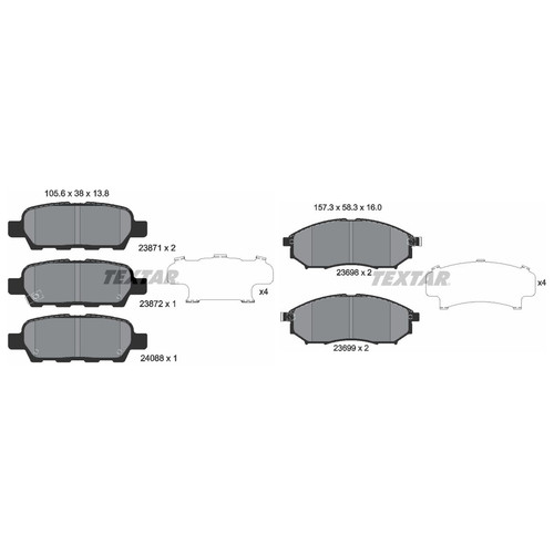 Textar front rear pads - pads, fits