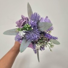 Wedding bouquet scottish thistle lilac & purple Bridesmaids posy buttonholes
