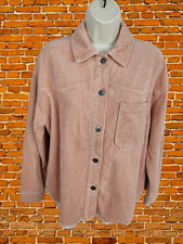 ZARA SMALL CORAL COAT JACKET CORDUROY DENIM SHACKET BUTTON UP OVERSIZED WOMENS