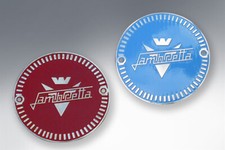 LAMBRETTA VIGANO STYLE BADGE ROUND IN BLUE FREE POST 