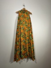 Vintage 1960’s Berkertex Mayfair Sleeveless Maxi Dress Size 12 Orange Floral
