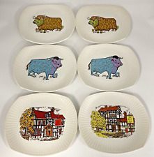 Set Of 6 Beefeater/Tavern English Ironstone Pottery Steak & Grill Plates     B11