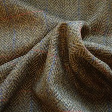 100% Wool - Green - Herringbone Window Pane Check - 150cm / 59" Wide - £29.99mt