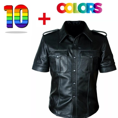Mens real leather - leather, police