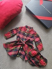 Ralph Lauren Red Plaid Buttoned Shirt Dress Bloomers Baby Girl Gift Set Size 3M