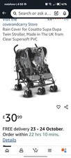 Rain Cover For Cosatto Supa Dupa Twin Stroller, Made In The UK, Top Quality