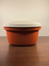 Vintage Orange Tupperware Square Microwave Steamer 3 Piece Set 888-8