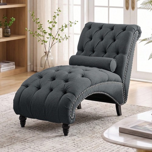 127cm button tufted - button, linen