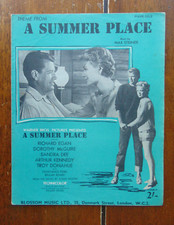 Theme From A Summer Place Max Steiner Piano Solo Vintage Sheet Music