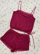 VICTORIA’S SECRET Raspberry Pink Pyjamas With Lace And Tie Detail, Size XS