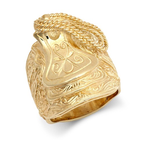 Gold silver saddle ring - gold,