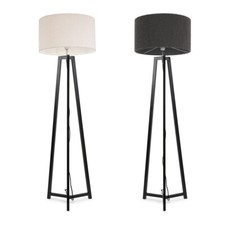 Black Wooden Tripod Floor Lamp