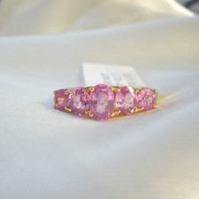 2.00ct Pink & White Sapphire Yellow Gold Band Ring