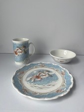 Royal Doulton 1985 The Snowman Collection Walking in The Air Mug, Bowl & Plate