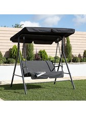 Hawaii 2 Seater Swing Seat Black Garden Hanging Bench Chair Stand UK