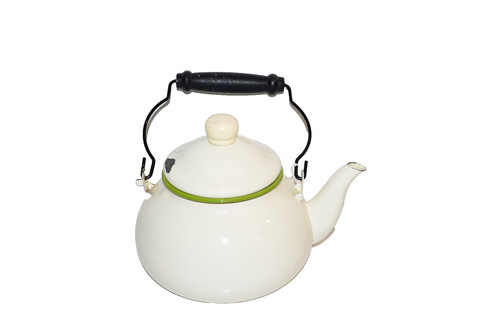 Vtg cream green enamel - cream, &