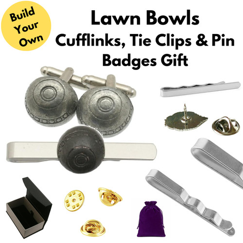 Lawn bowls cufflinks tie - lawn,