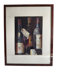 Vintage Wine Print Framed Art Raymond Campbell Chambertin 1945 Kitchen Decor
