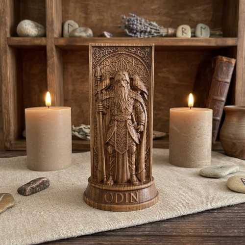 Wooden odin statue - odin, norse