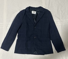 Zara Boys Tailored Fit Navy Blue Windowpane Blazer Jacket Size 9  Cm134