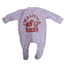 I'm A Little Biker - Slogan Baby Biker Babygrow Sleepsuit Pink - Clearance