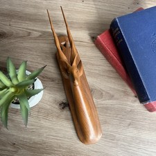 Vintage Antelope Gazelle Head Wall Hanging Teak Wooden Animal Wall Decor MCM