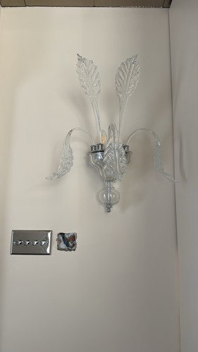 Murano clear glass leaf detail - clear,