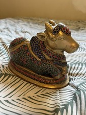 Bronze And Crystals, Hindu Prayer Cow Ornament From India