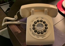 Retro/Vintage 60's Style Rotary-Style Push Button Home Telephone Phone, Cream