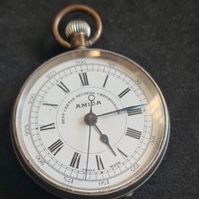 Vintage metal gents Amida chronograph Pocket Watch Working ref4253
