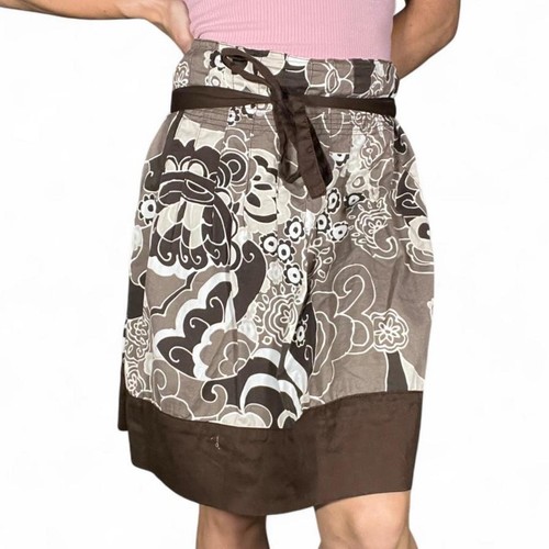 Promod brown floral skirt with - promod,