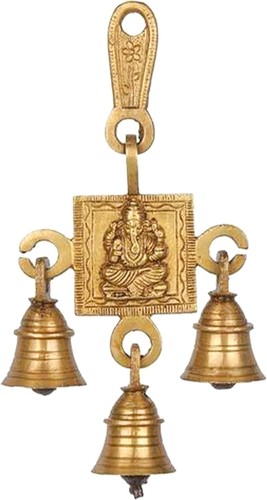 Brass ganesh hanging bell - hanging, wall