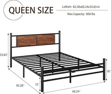 XINBEDEU Bed Frame, Rustic